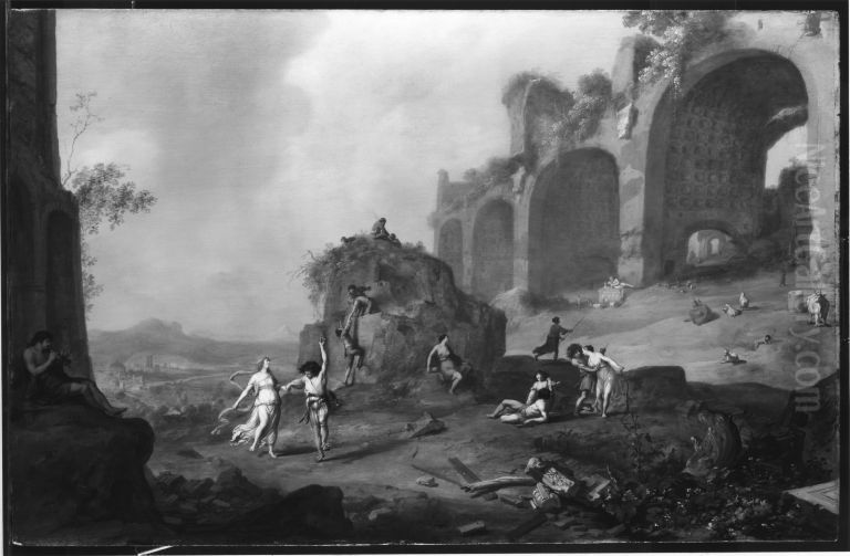Landschaft mit Ruine der Basilika des Constantin Oil Painting by Bartholomeus Breenbergh