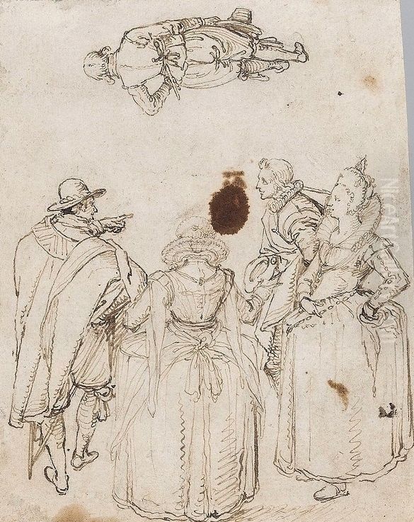 Two studies of figures. Oil Painting by Jacob de Gheyn II