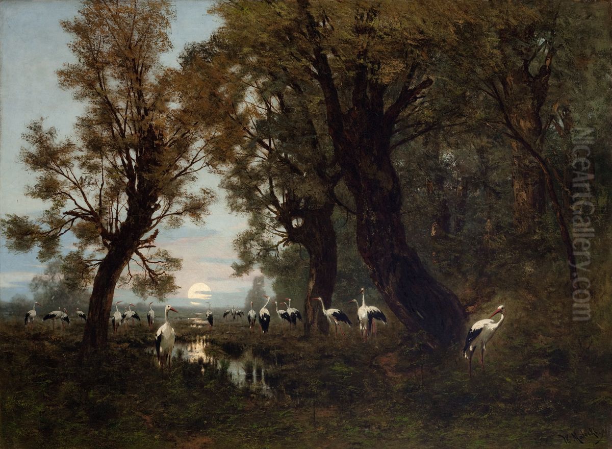 Sejm bociani Oil Painting by Wladyslaw Malecki