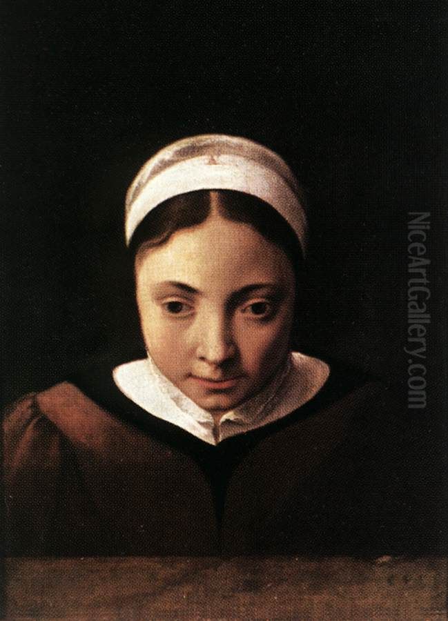 Portrait of a Young Girl Oil Painting by Cornelius van Poelenburgh