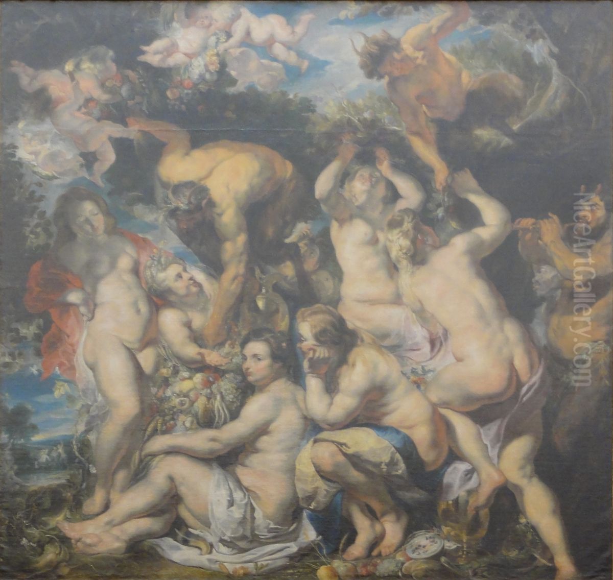 Nymphen und Faune Oil Painting by Jacob Jordaens