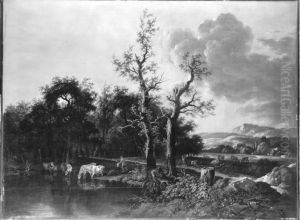 Waldrand mit Rindern am See