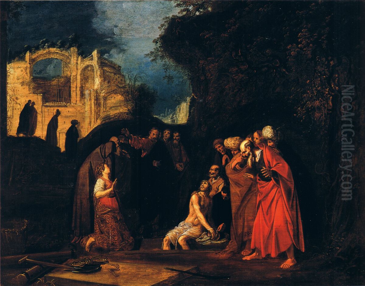 The Raising of Lazarus Oil Painting by Jan Pynas