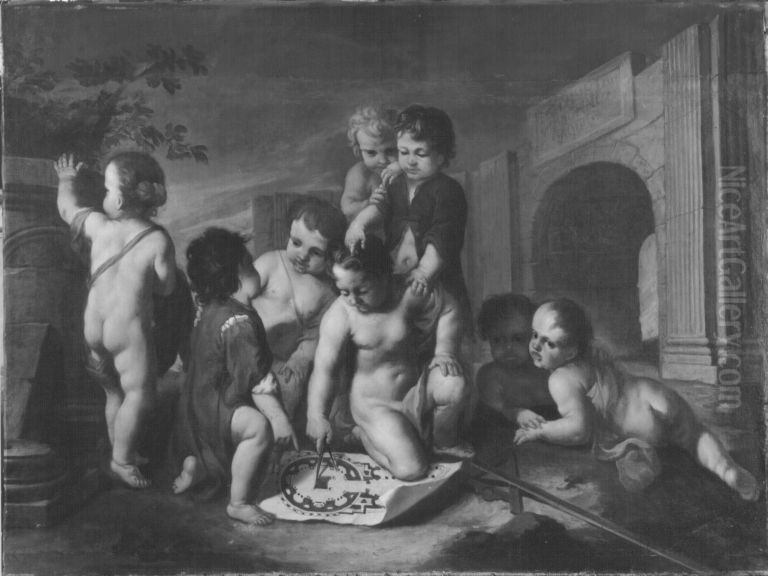 Die Baukunst durch Kinder dargestellt Oil Painting by Balthasar Augustin Albrecht