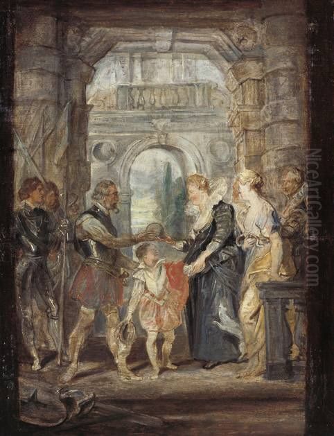 Die Ubergabe der Regentschaft (Skizze zum Medici-Zyklus) Oil Painting by (studio of) Rubens, Peter Paul