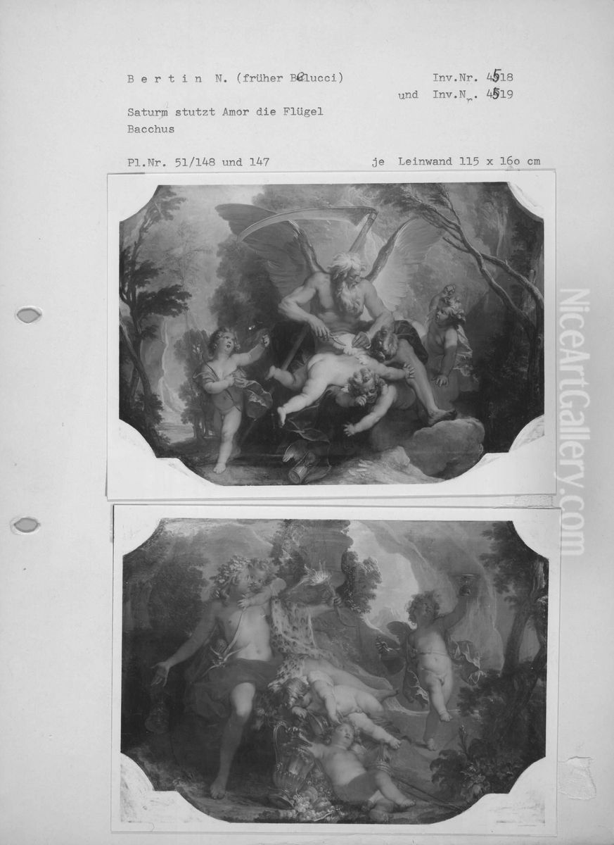 Bacchus mit vier Putten Oil Painting by Nicolas Bertin