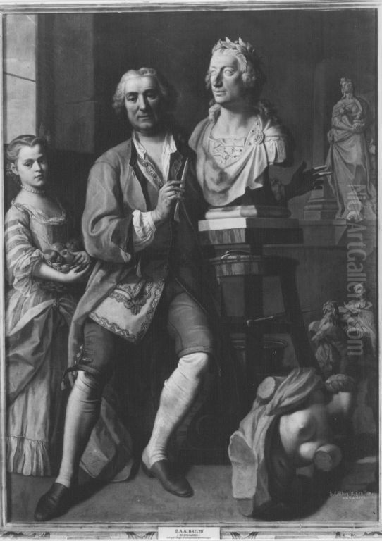 Bildnis des Bildhauers Johann Straub Oil Painting by Balthasar Augustin Albrecht