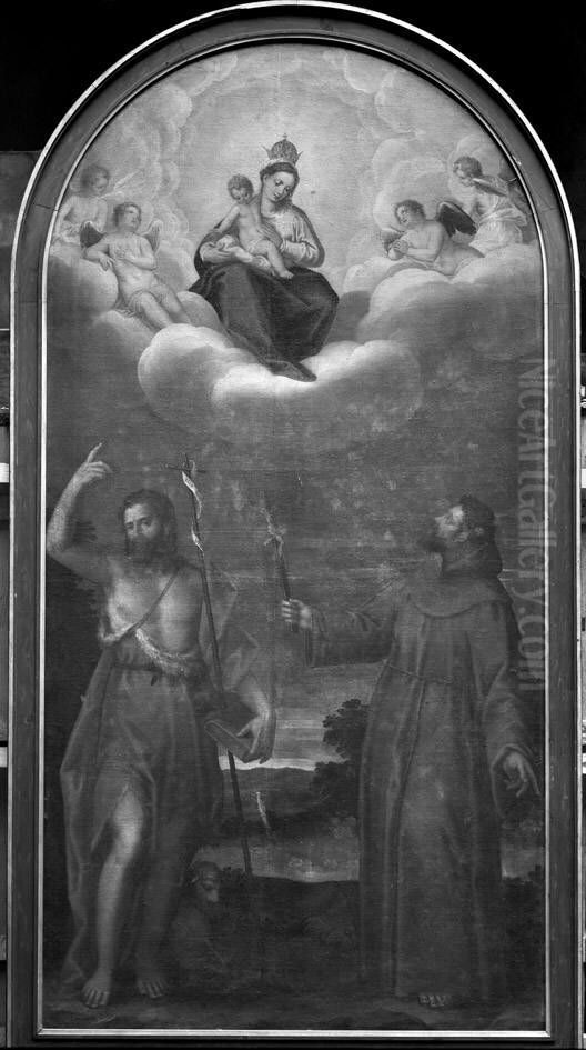 Maria erscheint den hll. Johannes der Taufer und Franziskus von Assisi Oil Painting by Hans Rottenhammer