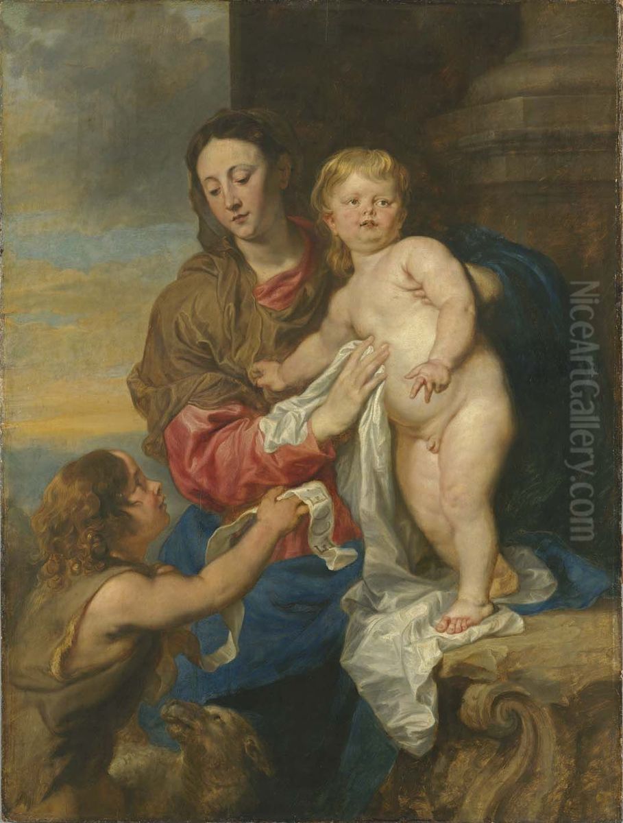 Maria mit dem Kind und dem Johannesknaben Oil Painting by Sir Anthony Van Dyck