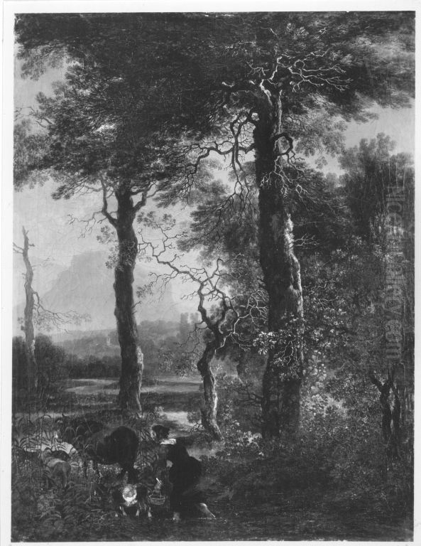 Landschaft mit hochstammigen Baumen Oil Painting by Adam Pynacker