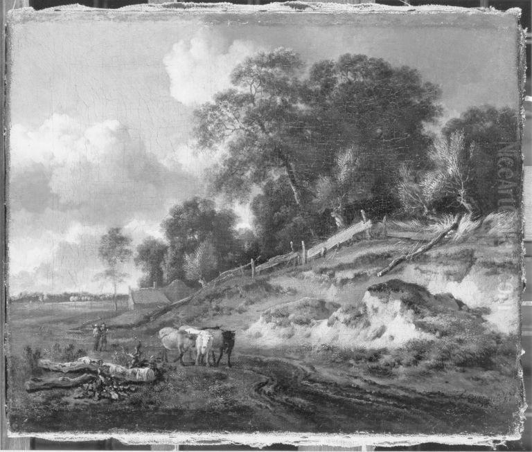 Landschaft mit Vieh und landlichem Paar Oil Painting by Jan Wijnants