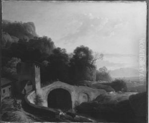 Italienische Landschaft mit Bogenbrucke