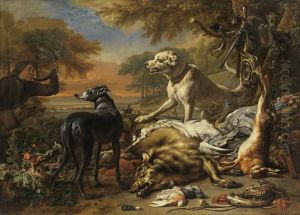 Jagdbeutestillleben mit Wolf