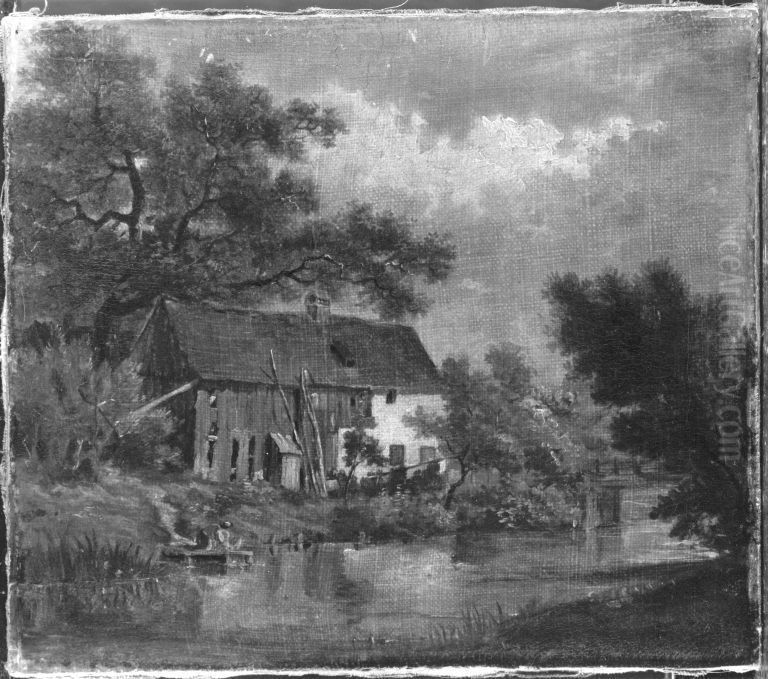Partie am Schwabinger Bach Oil Painting by Johann Georg von Dillis
