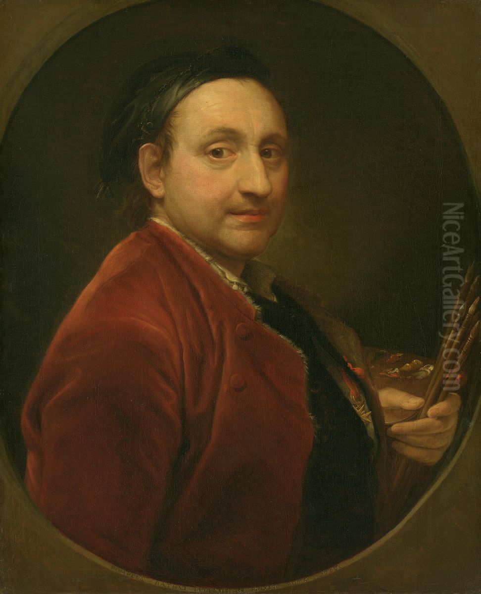 Self portrait Oil Painting by Pompeo Batoni