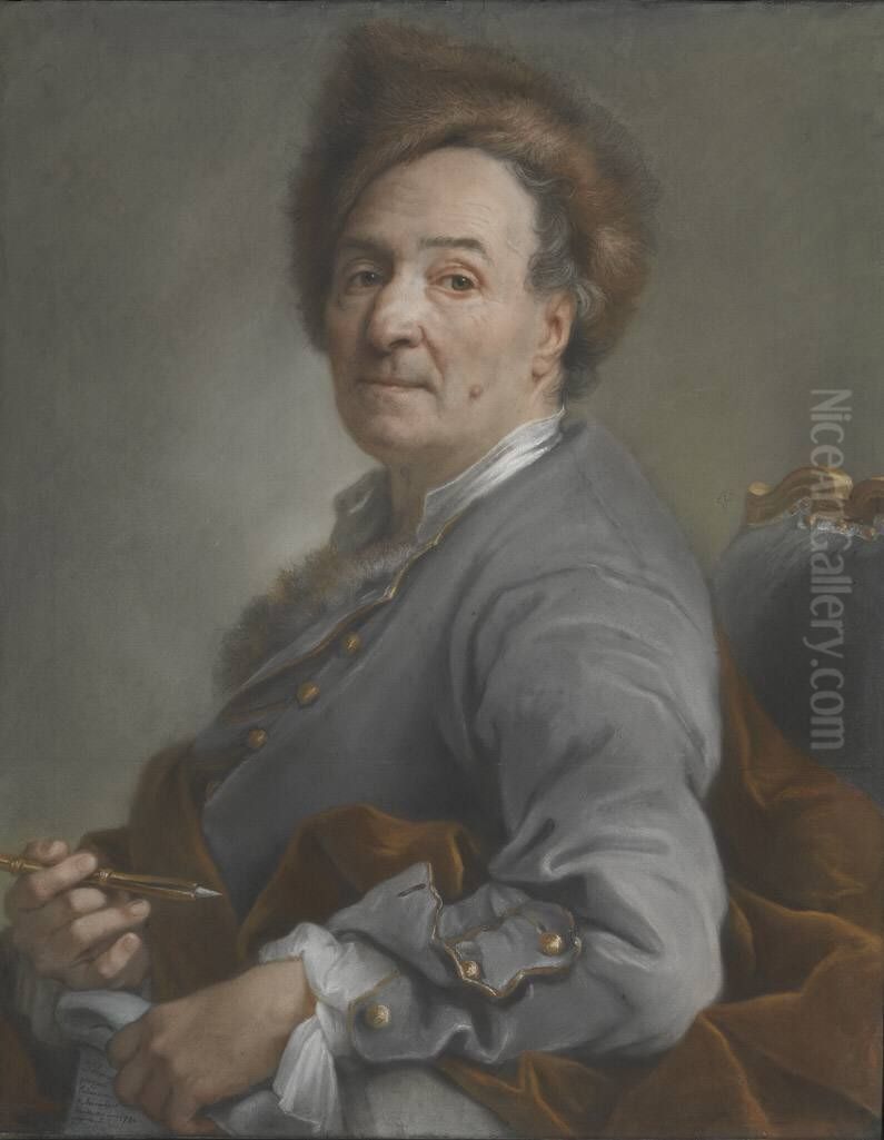 Selbstbildnis mit Pelzmutze Oil Painting by Joseph Vivien