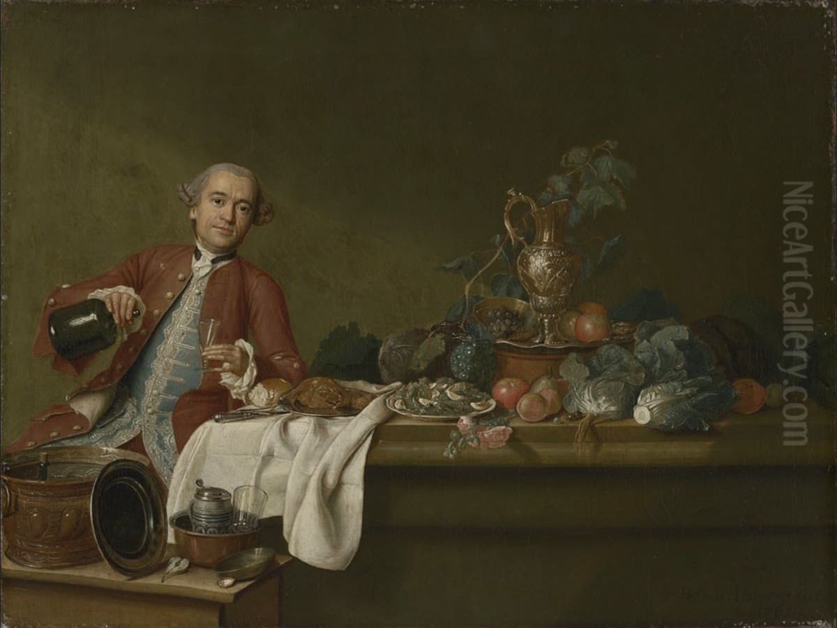 Stillleben mit vornehmem Herrn Oil Painting by Peter Jacob Horemans