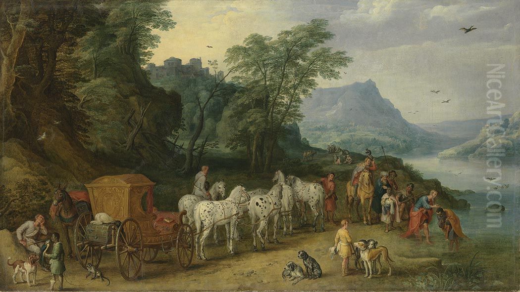 Taufe des Mohrenkammerers Oil Painting by Joos de Momper the Younger