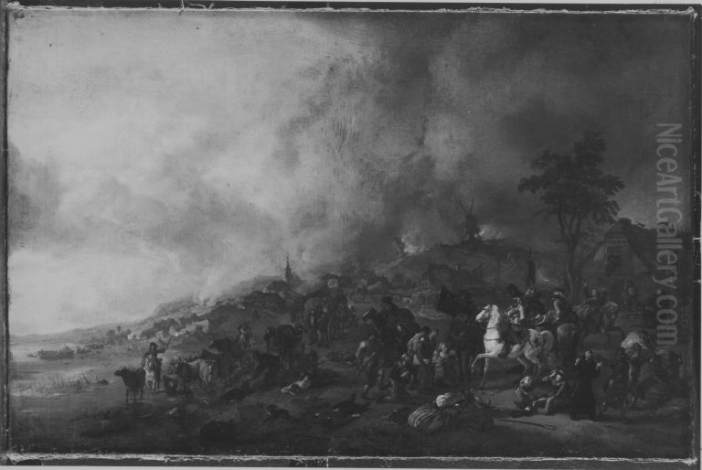 Plunderung eines Dorfes Oil Painting by Philips Wouwerman