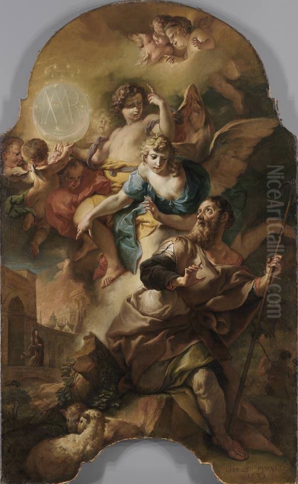 Verkundigung an den hl. Joachim Oil Painting by Johann Evangelist Holzer