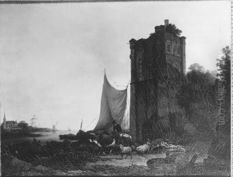 Turm am Meeresufer Oil Painting by Philip James de Loutherbourg