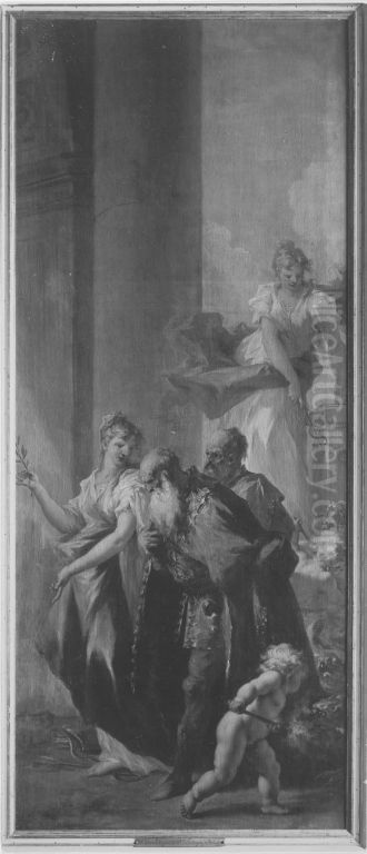 Allegorie der Befreiung vom Joch des Islam (Frieden und Gluck unter Johann Wilhelm von der Pfalz) Oil Painting by Giovanni Antonio Pellegrini