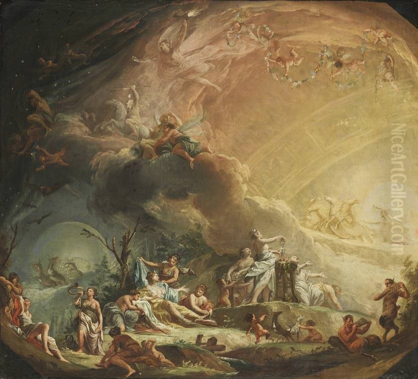 Allegorie des Morgens mit Aufbruch der Diana zur Jagd Oil Painting by Christian Winck