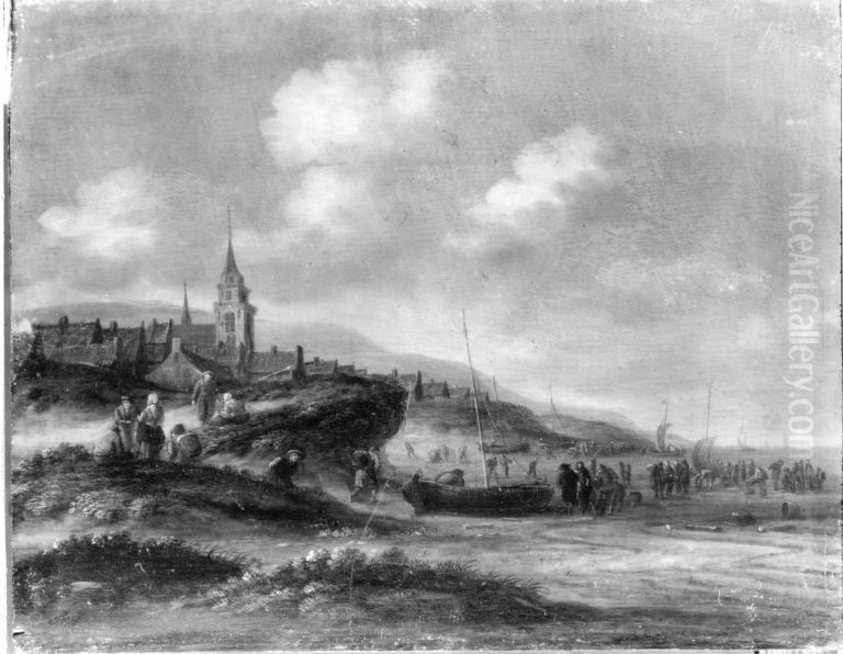 Dorf an der See Oil Painting by Thomas Heeremans