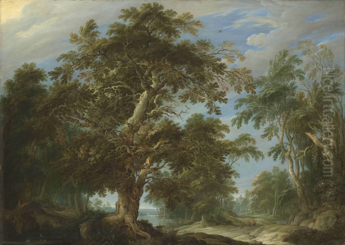 Eichenwald mit Jagdstaffage Oil Painting by Alexander Keirincx