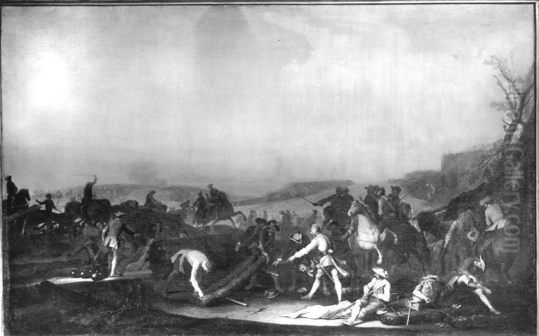 Belagerung einer Stadt (Augsburg 1703) Oil Painting by Rugendas, Georg Philipp I