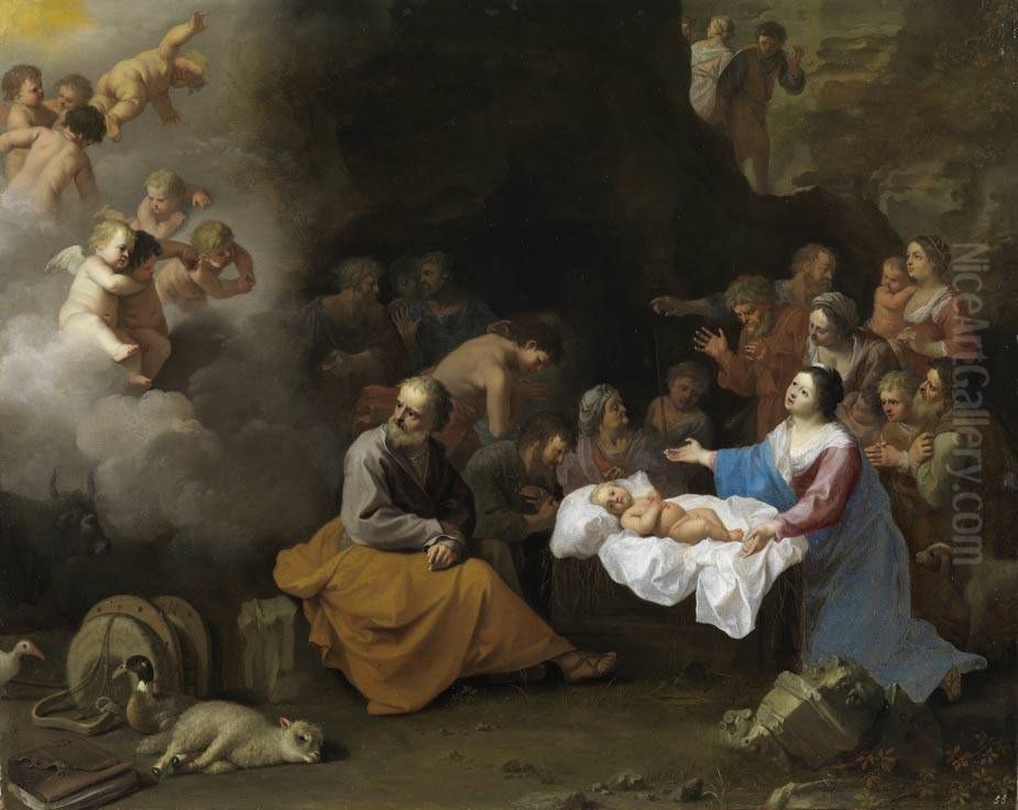 The adoration of the shepherds Oil Painting by Cornelius van Poelenburgh