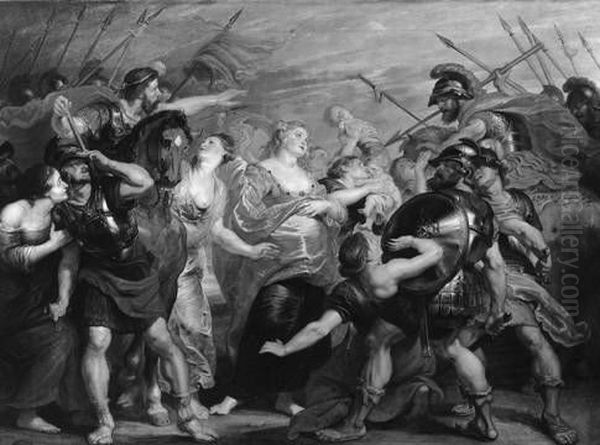 Die Aussohnung der Romer und Sabiner Oil Painting by (studio of) Rubens, Peter Paul