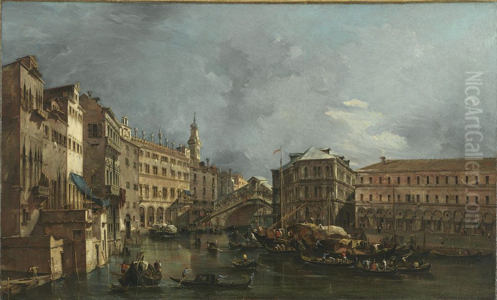 Blick auf den Rialto und den Palazzo dei Camerlenghi Oil Painting by Francesco Guardi