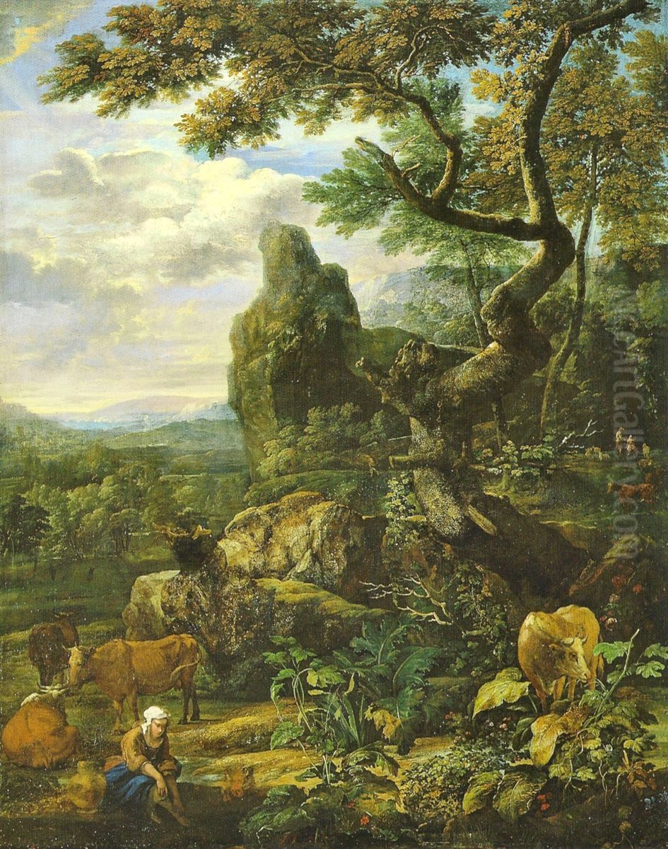 Grosse Landschaft mit Vieh Oil Painting by Eglon van der Neer