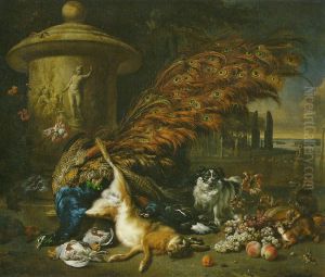 Jagdbeutestillleben mit Pfau