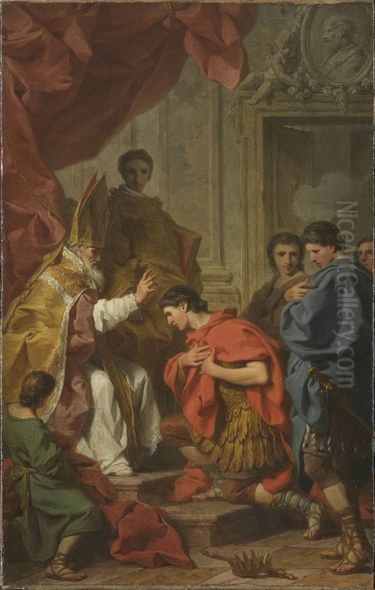Kaiser Theodosius vor dem hl. Ambrosius Oil Painting by Pierre Subleyras