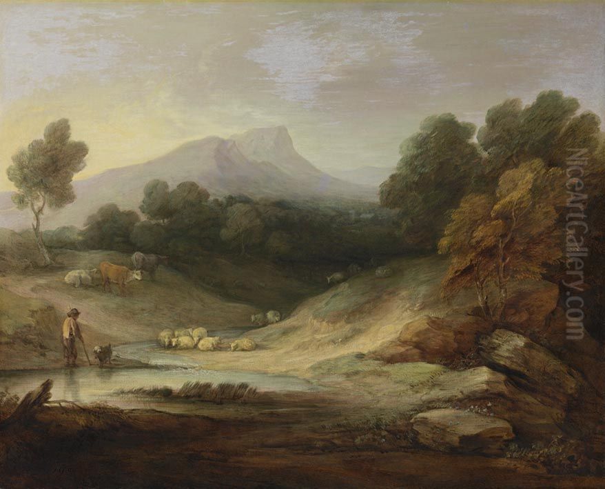 Landschaft mit Hirt und Herde Oil Painting by Thomas Gainsborough