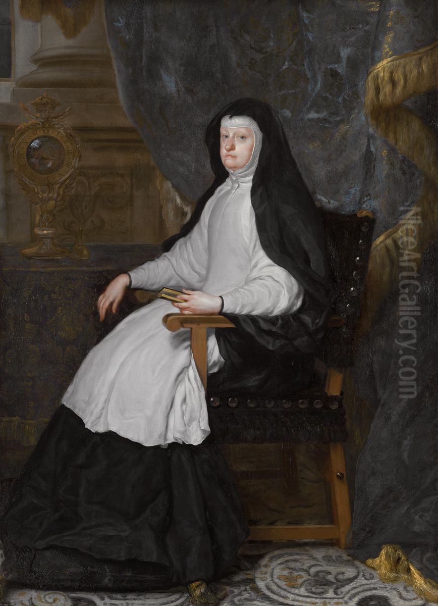 Mariana of Austria, Consort of King Philip IV of Spain, as a Widow Oil Painting by Claudio Coello