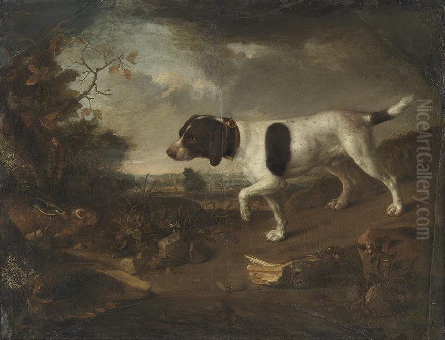 Hund und Hase Oil Painting by Johann Christian von Mannlich