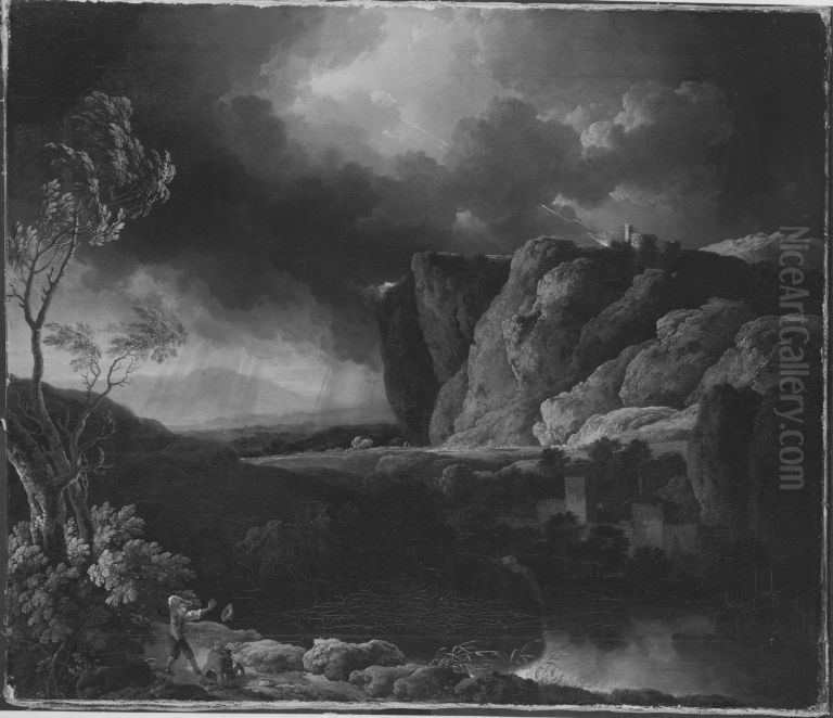 Ideallandschaft mit Gewitter Oil Painting by Christian Wilhelm Ernst Dietrich