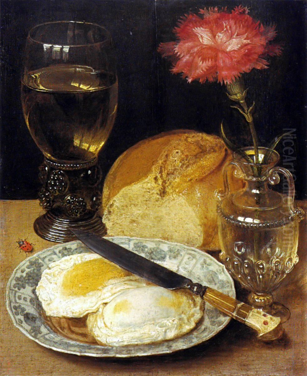 Stil-life with fried eggs Oil Painting by Georg Flegel