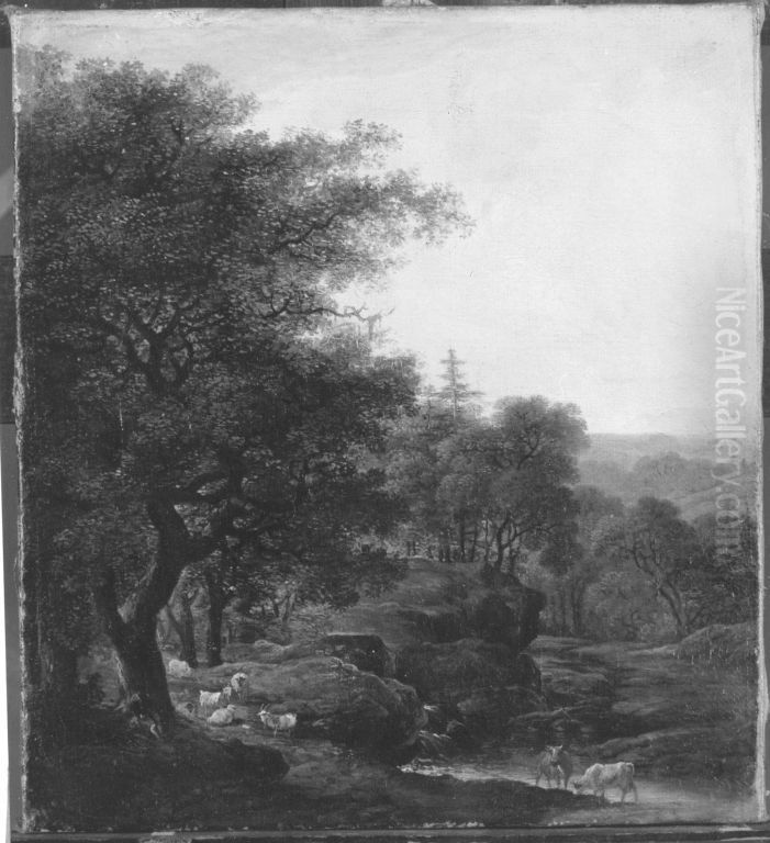 Waldrand mit Herde Oil Painting by Wilhelm von Kobell (1766-1853)