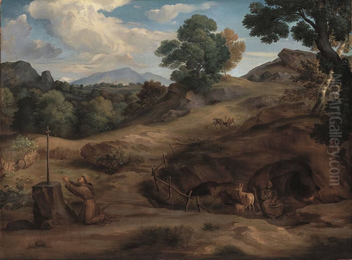 Sudliche Landschaft mit Einsiedlern Oil Painting by Ferdinand Olivier