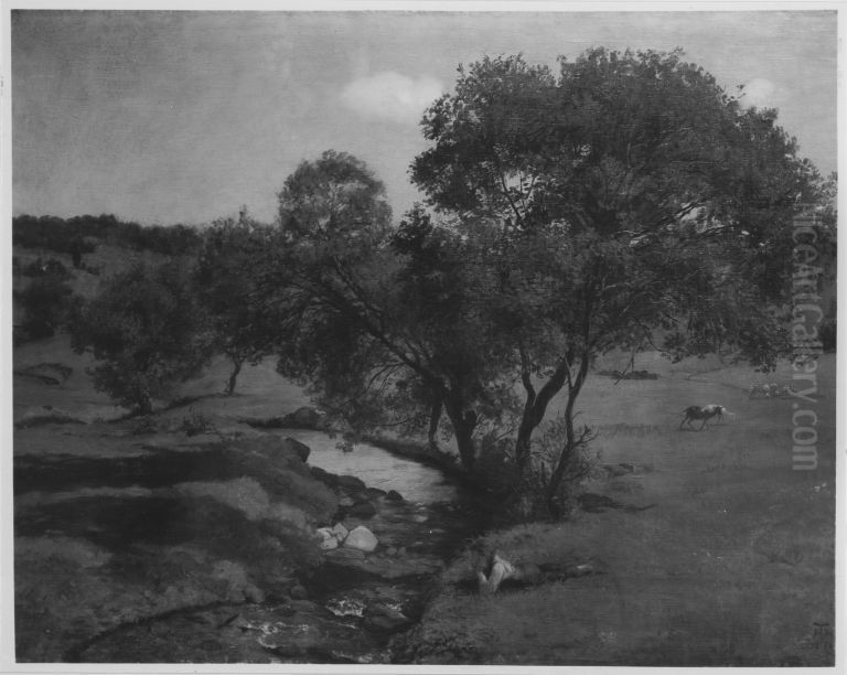 Wiesenlandschaft Oil Painting by Hans Thoma