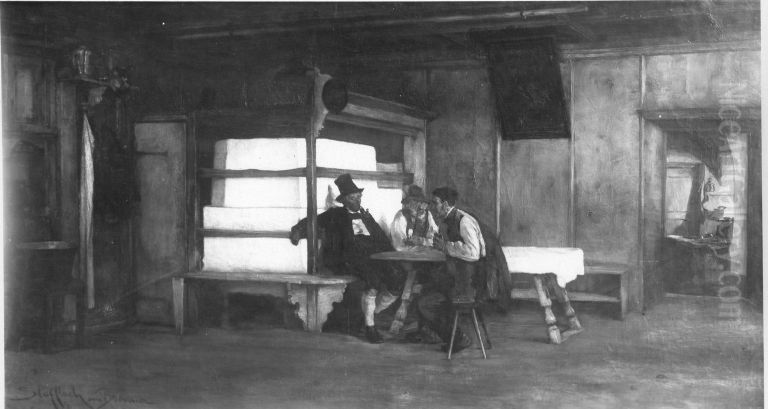 Wirtsstube in Stafflach am Brenner Oil Painting by Edmund Harburger