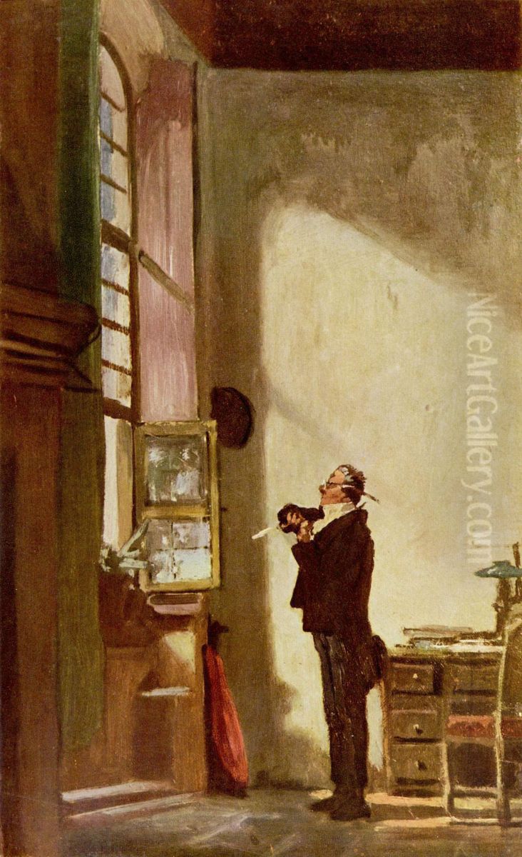 Der Schreiber Oil Painting by Carl Spitzweg
