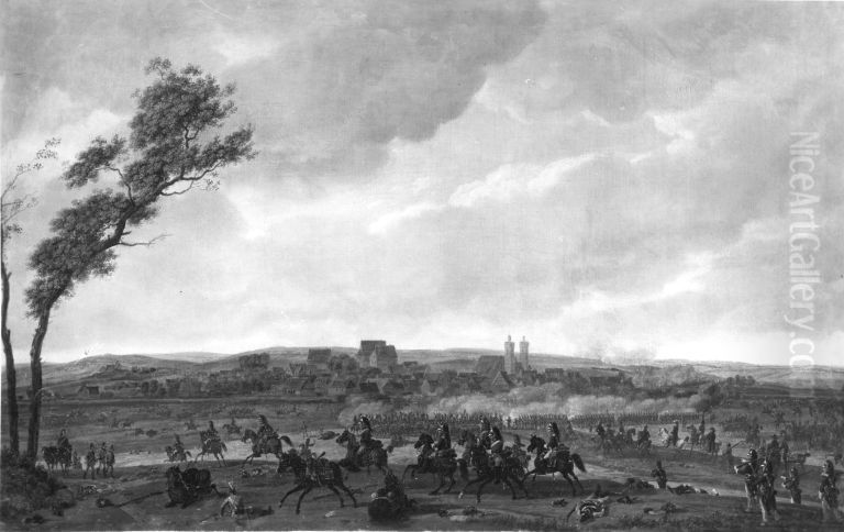 Das Gefecht bei Wertingen (Berthier-Zyklus) Oil Painting by Wilhelm von Kobell (1766-1853)