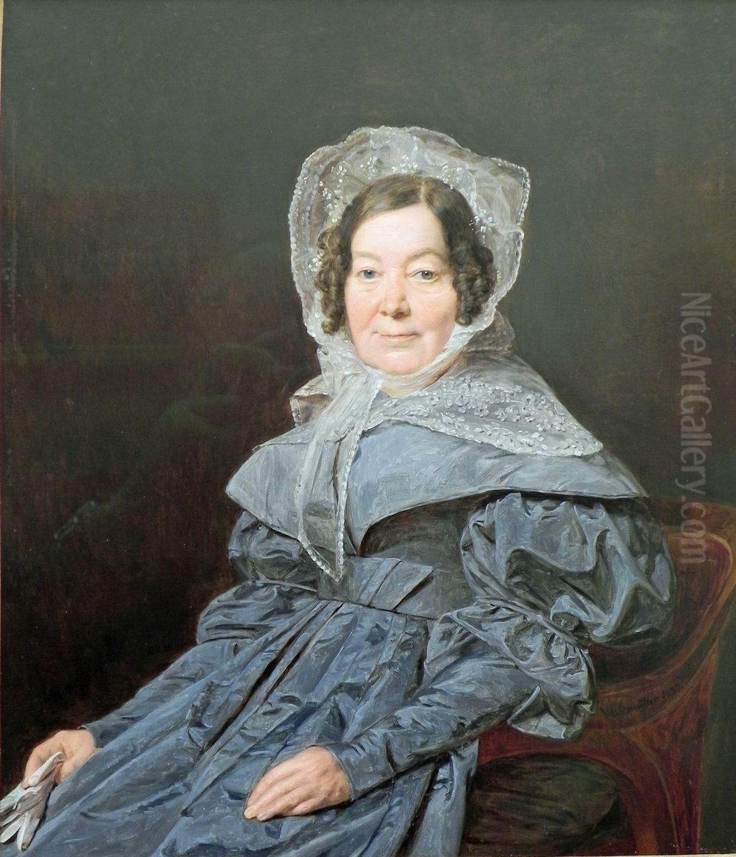 Bildnis einer Dame aus der Familie der Edlen von Managetta und Lerchenau (Katharina Jackson, geb. Bonin-Ghibaud?) Oil Painting by Ferdinand Georg Waldmuller