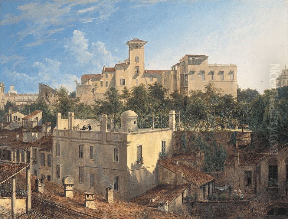 Blick auf die Villa Malta in Rom Oil Painting by Domenico Quaglio the Younger