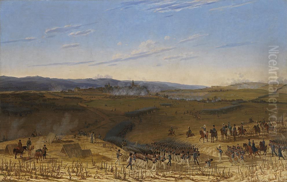 Die Schlacht bei Bar-sur-Aube (Schlachtenzyklus) Oil Painting by Wilhelm von Kobell (1766-1853)